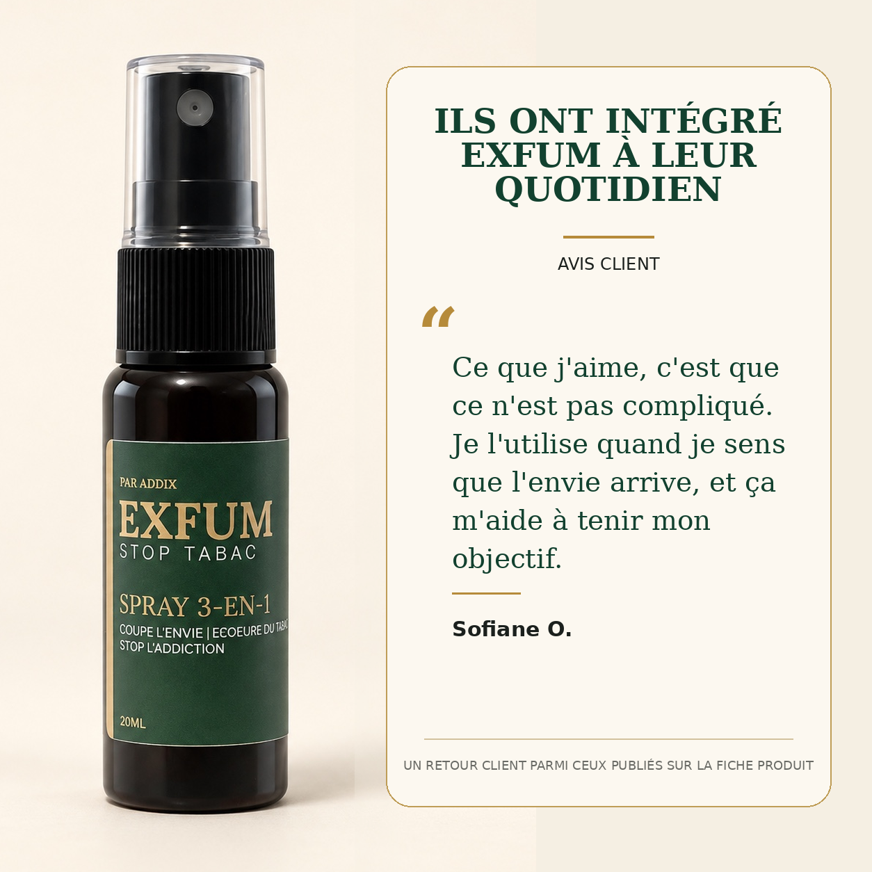 Exfum - avis client Sofiane O. publié sur la fiche produit