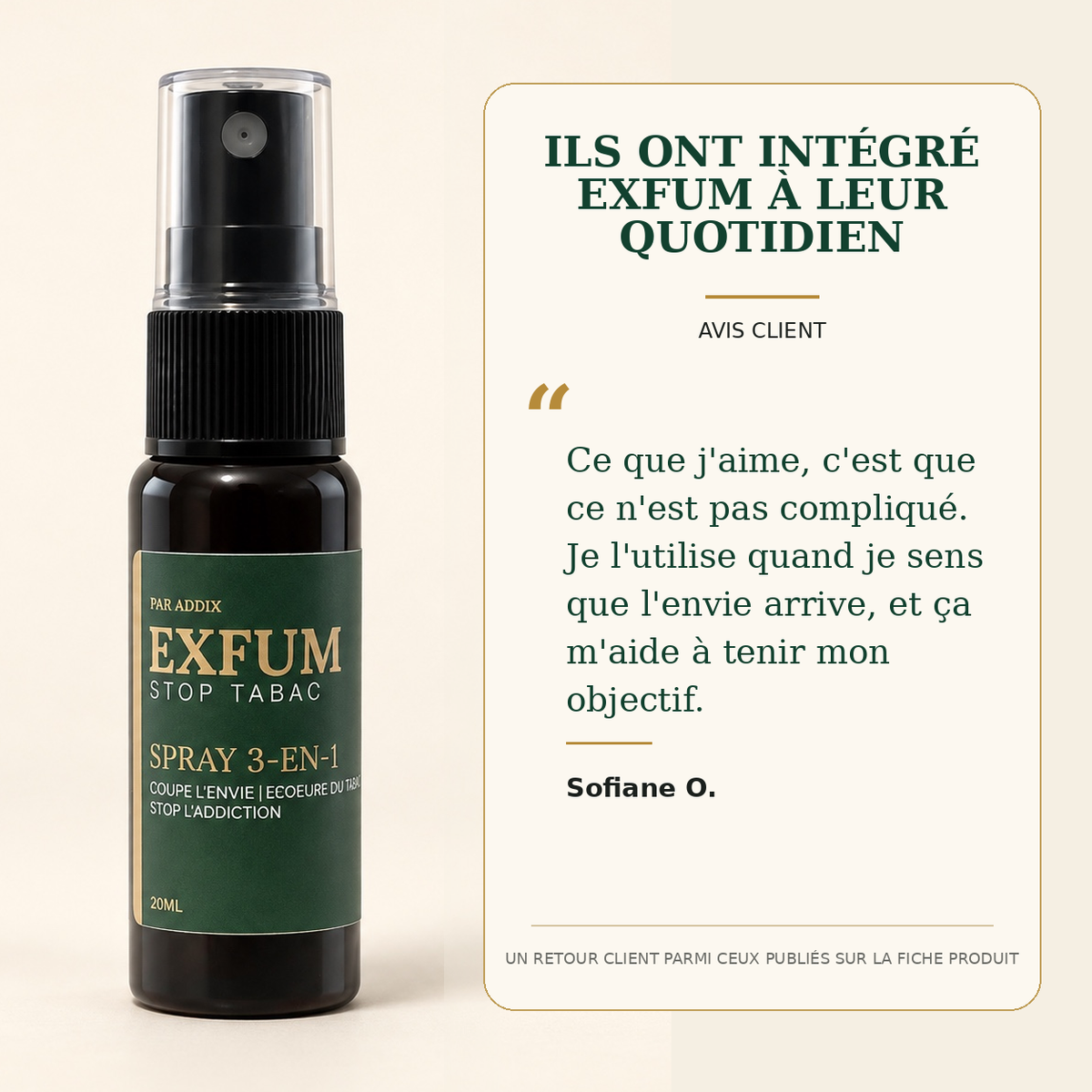 Exfum - avis client Sofiane O. publié sur la fiche produit